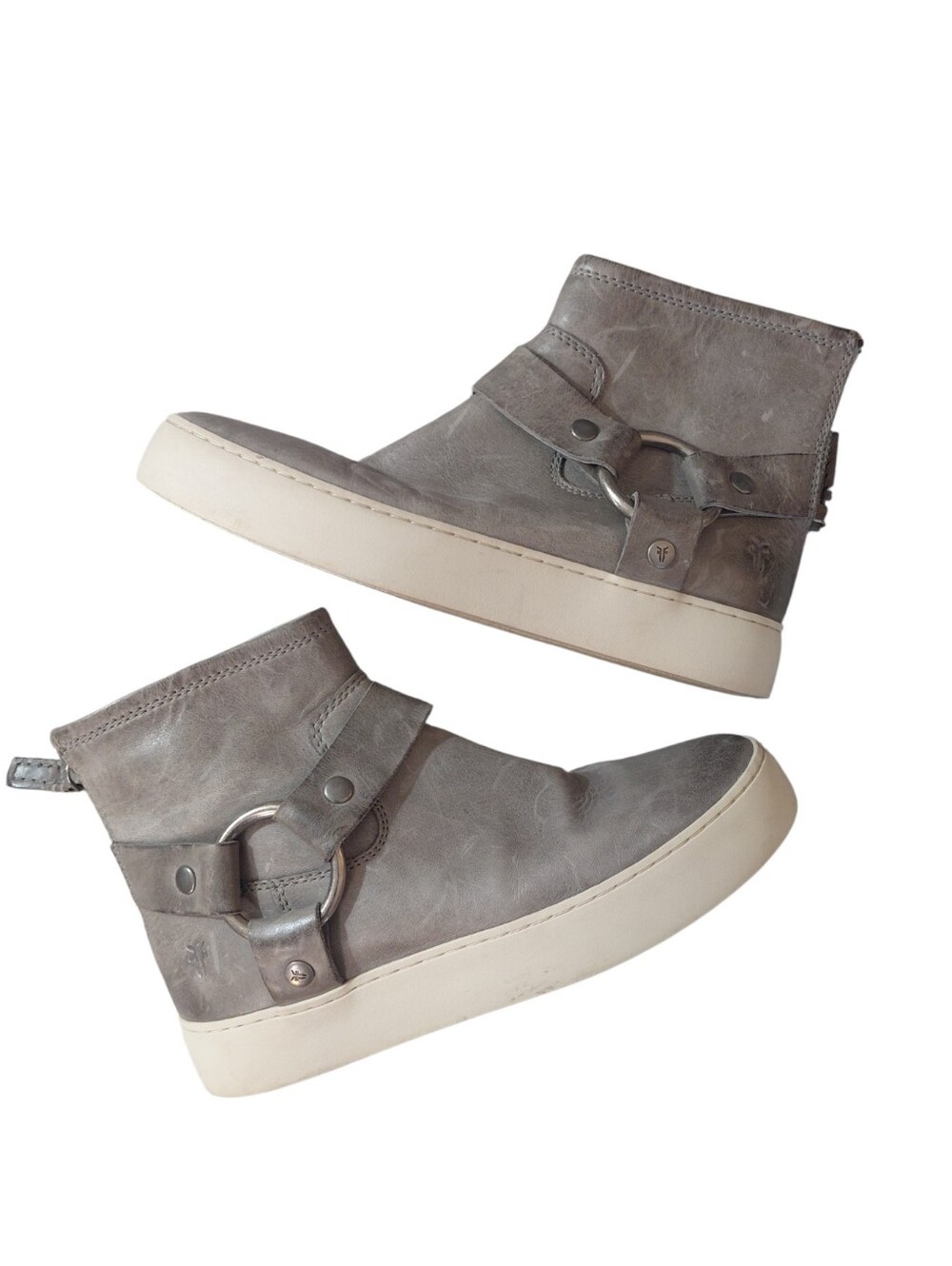 Frye Gray Leather Platform Sneakers Size 5.5